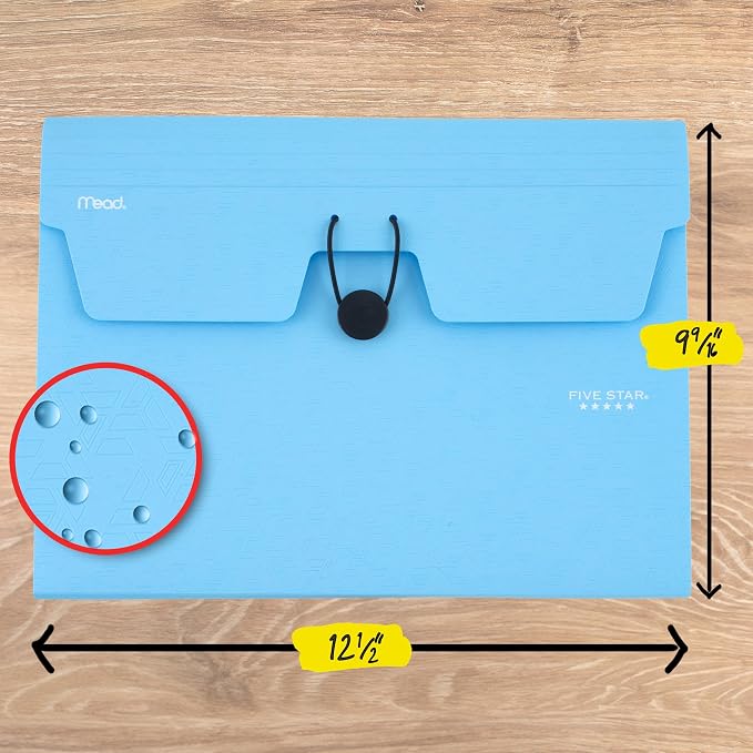 Five Star Expanding File Organizer, 6-Pocket Accordian File Organizer, Bungee Closure, Holds 8-1/2" x 11" Paper, Tidewater Blue (350100C-ECM)