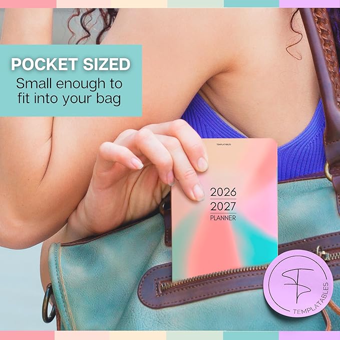 2026-2027 Pocket Planner | Small A6 Size - Fits in Your Bag | Two-Year Calendar | Premium 120gsm Paper | Portable & Durable Design (Colorful)