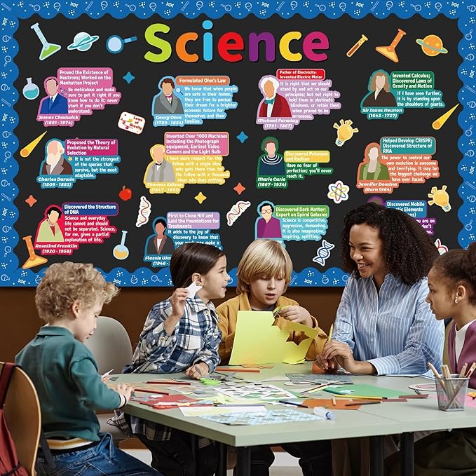 Science Classroom Decor Science Bulletin Board Classroom Decorations Educational Famous Scientists Bulletin Board Set Science Paper Cutouts for Back to School Home Office Window Wall Door Supplies