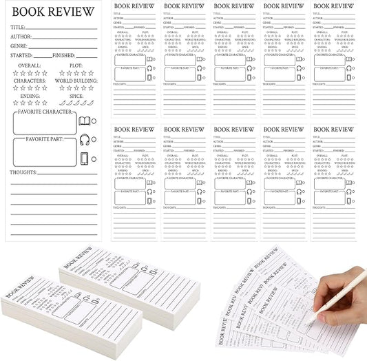 240 Pcs Back to School Teacher Gifts Colorful Book Review Bookmarks Bookclub Gifts Reading Page Cards for Book Lovers Women Students First Day of School Party Supplies(Simple,White)