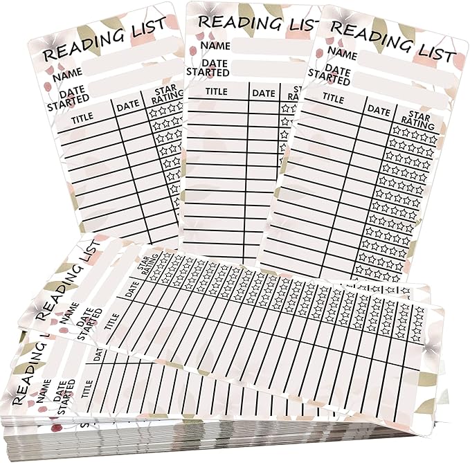 Reading List Bookmark Tracker 3x8 Inch Personal Libraries Cards 100 Pcs Book Tracker Reading Page Cards Book Reading Log for Reading Student Lover Readers Literary Gifts,Book Accessories Thick