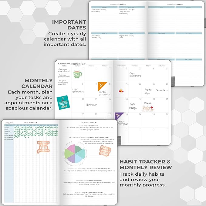 Clever Fox Large Medical Planner 12-Month – Medical Notebook, Health Diary, Wellness Journal & Logbook to Track Health – Self-Care Medical Journal – 12 Months, Undated, 7″ x 10.5″ (Gray)