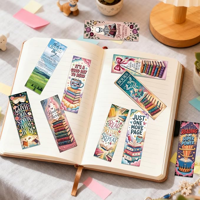 Book Lover Bookmarks Gifts - 100 Pcs Vintage Reading Bookmark Retro Floral Reader Double-Sided Page Markers Clips Book Mark for Women Men Student Teacher Bookish Bookworm Party Supplies
