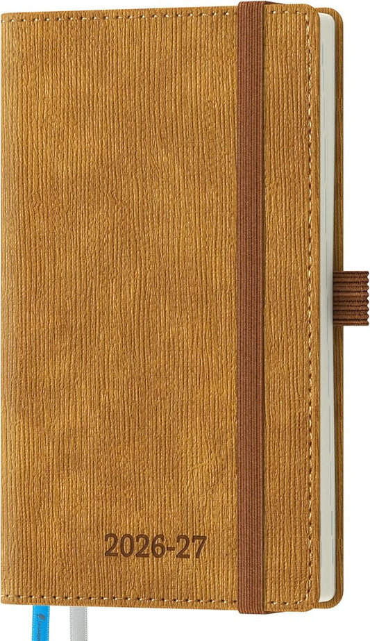 2026-2027 Weekly and Monthly Planner (July 2026–December 2027), 6.5"x3.75", Vertical Layout, 18 Months Agenda with Month Tabs & Pocket, Academic Calendar with Vegan Leather Cover,Caramel