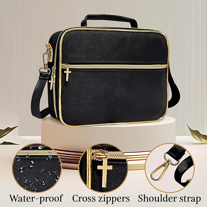 Bible Cover for Bible Study Supplies – Cute and Practical Bible Case with Pencil Case, Briefcase Strap – Bible Cover Case for Women, Teens, Girls – Durable Waterproof Polyester Book Case