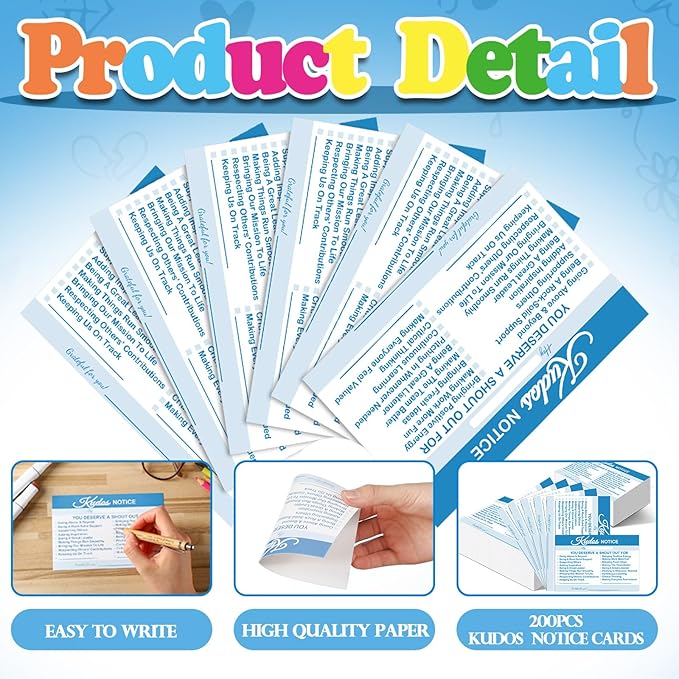 Motiskyy 200 Count Kudos Notice Cards Positive Shout out Cards for Staff Teachers Students Employees Office Appreciation Recognition Reward for Back to School or Work Bulletin Board