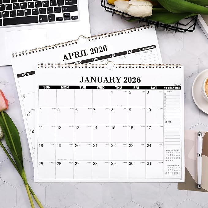 2026 Calendar - 2026 Wall Calendar, Jan. 2026 - Dec. 2026, 14.6'' x 11.4", Large Wall Calendar with Highlighted Holidays, Sturdy Binding, Calendar for Planning