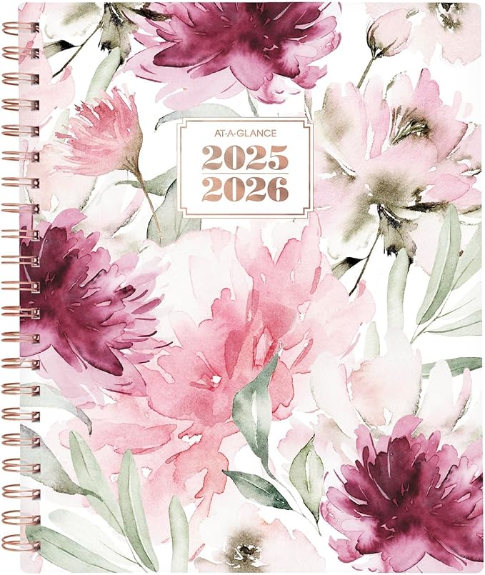 AT-A-GLANCE Planner 2025-2026 Academic, Weekly & Monthly, 8-1/2" x 11", Large, Monthly Tabs, Flexible Cover, Badge Floral (1734F-905A)