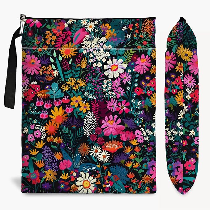 Flower Pattern Book Sleeve,Book Lovers Gifts Waterproof Book Cover for paperbacks with Zipper and Front Pocket Book Pouch for Women Teacher Birthday Graduation Christmas Gifts (Wildflower1604)