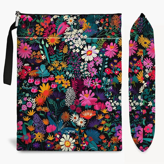 Flower Pattern Book Sleeve,Book Lovers Gifts Waterproof Book Cover for paperbacks with Zipper and Front Pocket Book Pouch for Women Teacher Birthday Graduation Christmas Gifts (Wildflower1604)