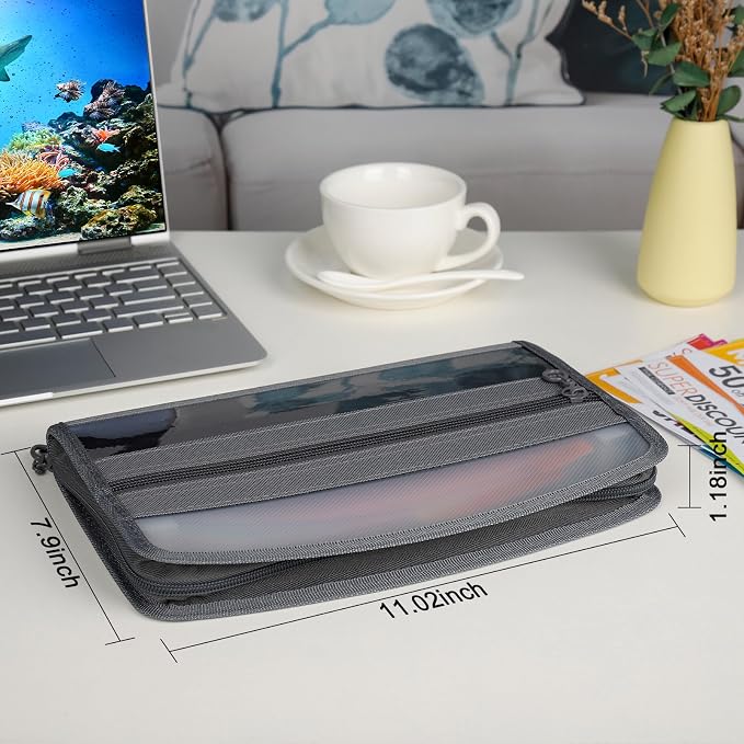 NAFY Small Accordian File Organizer, A5 Check Size 13 Pockets Coupon Receipt Holder Organizer with Zipper, 11X7 Inches Accordion Expanding Folder Wallet for Coupon, Receipt, Bills, Cash(Black)