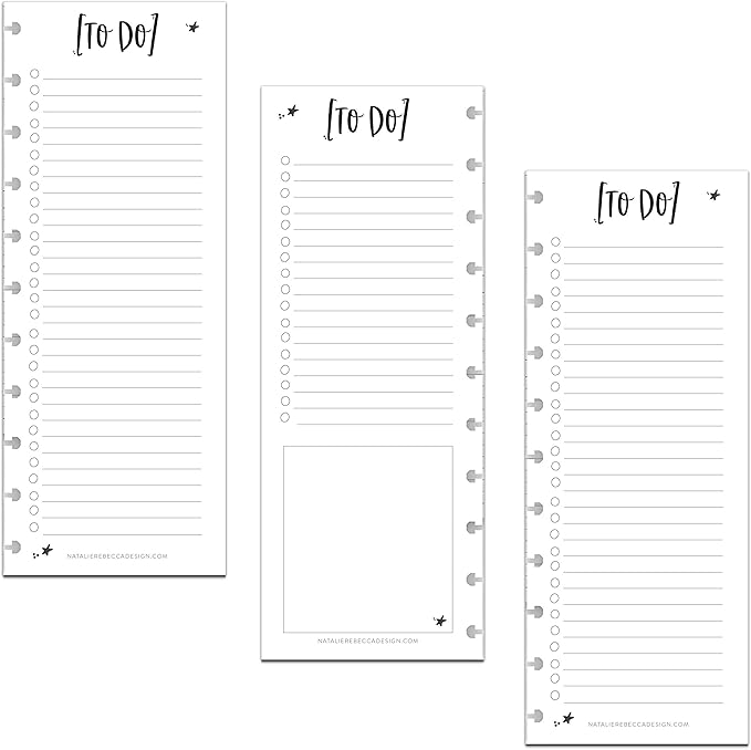 BetterNote Skinny To Do List Refills for Discbound Notebooks, Half Sheet Checklist, Fits Levenger Circa, Staples Arc, TUL, The Happy Planner, Disc Bound, Talia (Whimsy- 50 Sheets, 11-Disc, 8.5"x11")