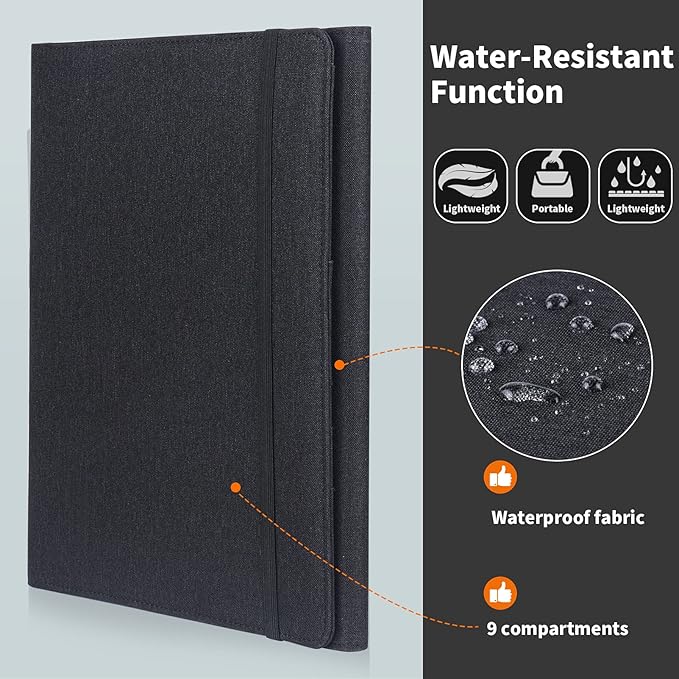 Trifold Planner Cover for Rocketbook Smart Notebook | Fits Letter Size/A4/8.5x11 Inch | Waterproof Portfolio Organizer with File Storage & Accessory Protection (Black)