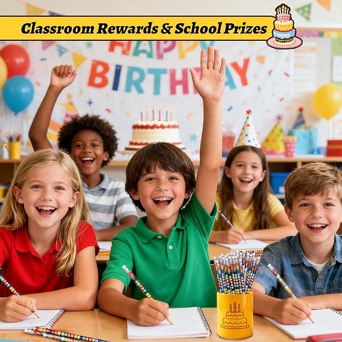 Birthday Pencils for Students Happy Birthday Pencil Bulk Colorful Wood Pencils Teacher Classroom Birthday Gifts Party Supplies (72)