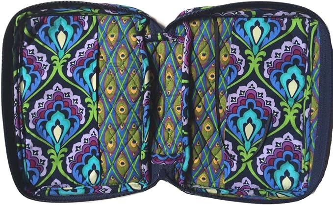 DIWI Quilted Bible Cover Large Sizes 10 X 7 X 2.75 Inches Good Book Case (L, C1 Peacock Garden)