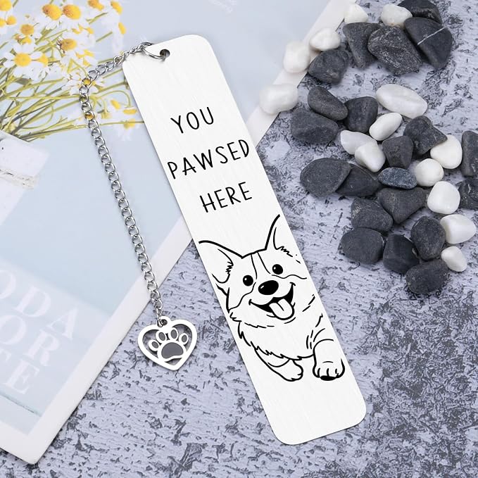 Corgi Dog Bookmark for Dog Lovers Gifts for Women, Corgi Gifts for Corgi Lovers, Book Marks for Reading Women, Dog Mom Dad Birthday Christmas, Pet Owner Page Marker Dog Themed Book Club Gifts