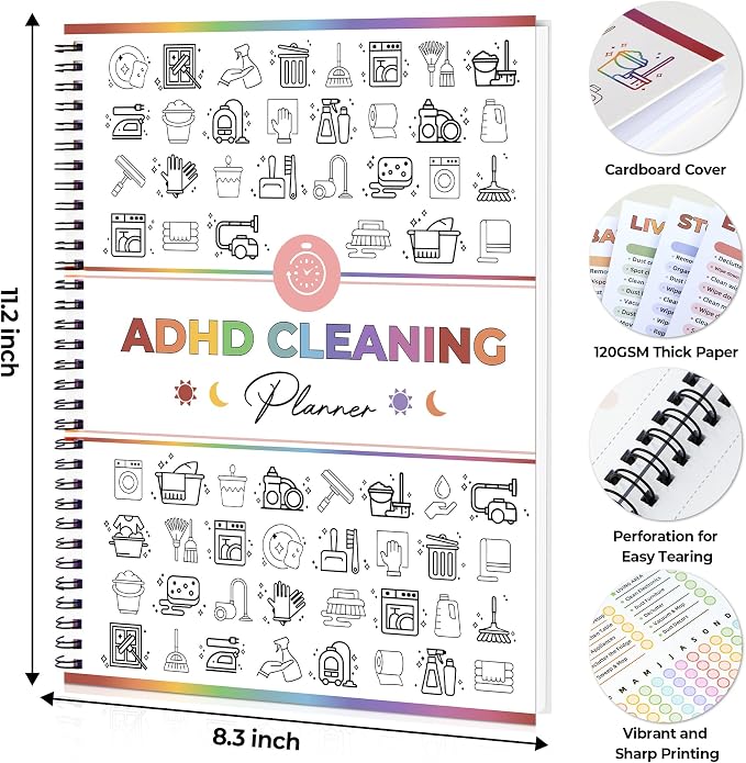 Adhd Cleaning Planner - Reusable Adhd Clean Planner for Adults Cleaning and Organizing Planners Daily Weekly Monthly - Cleaning Schedule and Checklist ADHD Planners for Women Editable Household Schedule Planners 2026