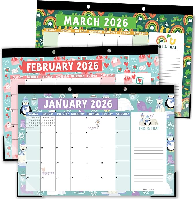 Hadley Designs Large Teacher Desk Calendar 2026-2027 - Desktop Calendar 2026, 18-Month Desk Calendars for Home, Office & Classroom, Cute Classroom Must Haves, Teacher Appreciation Gifts