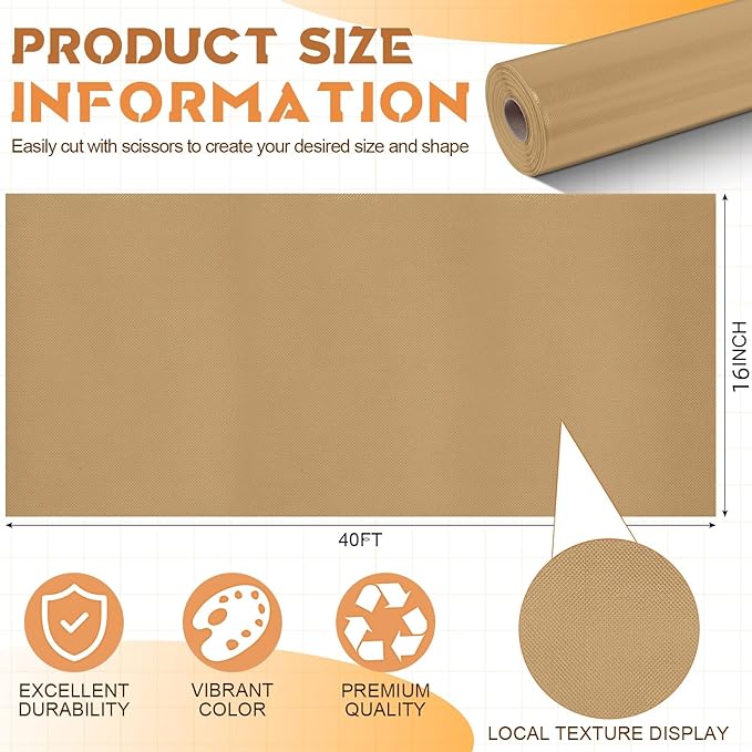Hahafelt 16 in x 40 Ft Fabric Bulletin Board Roll Classroom Non Woven Fabric Background Decorations Waterproof Wrinkle Resistant Bulletin Board for Back to School Wall Decor(Brown,Pure)