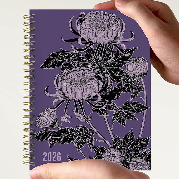 TF Publishing 2026 Witch's Flower Medium Weekly Monthly Planner with 12-Month Calendar Grid, Goals and Task Trackers - Weekly Schedule Planner with Notes Section and Stickers - 6.5in x 8in