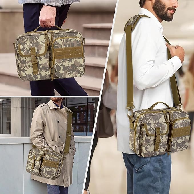 Damero Bible Cover for Men, Bible Carrying Case Church Bag with Multiple Pockets, Bible Case with Top Handle and Shoulder Strap, Camo