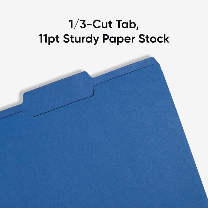 Smead Standard File Folders, 100 Count, Assorted Jewel Tone Colors, 1/3-Cut Tabs, Letter Size (11948) (Pack of 5)