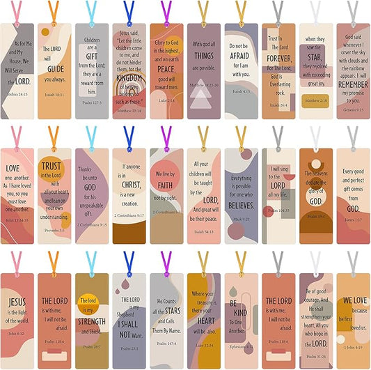 Chinco 120 Pack Bible Verse Bookmarks Christian Gifts for Women Bulk Inspirational Scripture Bookmark Motivational Positive Page Marker with Scripture for Book Lover Reader Church Supplies(Boho Style)