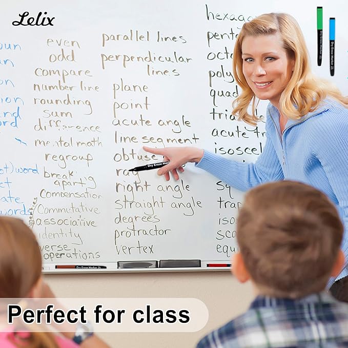 Lelix 15 Colors Dry Erase Markers, Magnetic Whiteboard Markers Fine Point with Eraser for Back to School, Office, Home Perfect for Writing on White Board, Dry Erase Board, Mirror, Glass