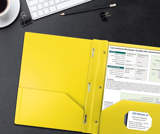 Better Office Products Poly 2 Pocket Folders with Prongs, Heavyweight, 36 Pieces, Assorted Primary Colors