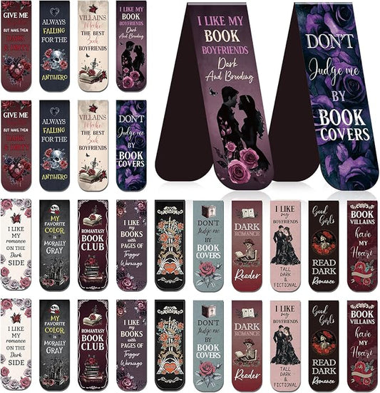 Dark Romance Magnetic Bookmark Gifts - Wxiben 30PCS Funny Magnetic Bookmarks Gothic Book Mark Magnets Romantasy Page Marker Clip Gift for Women Girls Dark Romance Reader Students Teachers Supplies