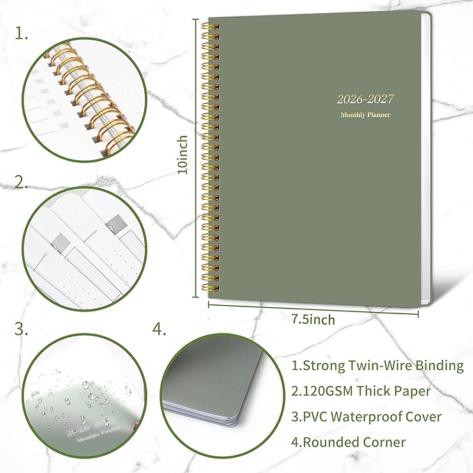Monthly Planner 2026-2027, Jan 2026 - Dec 2027, 2 Year Calendar 2026-2027 Monthly Planner, 7.5" x 10", 24 month Calendar With Goals To Do List, Habit Tracker Suitable for Schools & Offices & Home