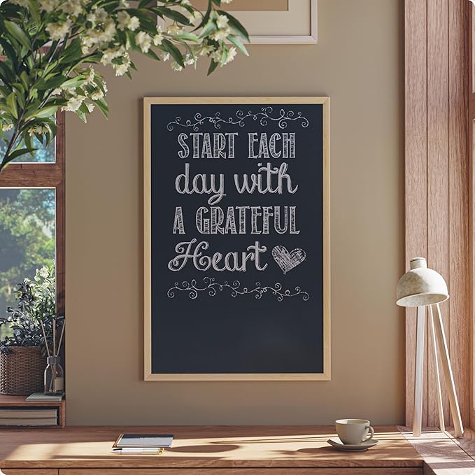 U Brands Chalkboard, 24" x 36", Birch Wood Frame, Blackboard Surface, Wall Mountable, Dry Erase Board, Home, Classroom & Office Organization, Memo & Message Board