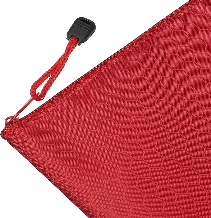 PATIKIL Waterproof Zipper File Bags, 10 Pack A4 Size Document Pocket Storage Organizer Pouch for Travel Office Supply, Red