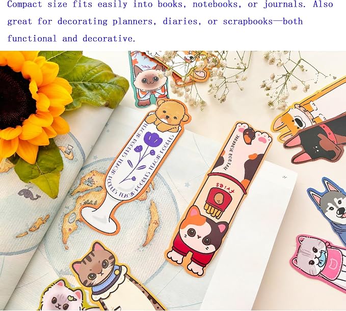 150PCS Colorful Dog Cat Blank Paper Bookmarks for Kids Bulk,Cute Puppy & Kitten Designs for Students and Book Lovers (Puppy & Kitten Designs)
