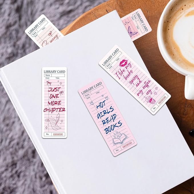 Spicy Library Card Bookmarks Bulk, 100 Pcs Smut Dark Romance Book Marks for Reading Women, Pink Bookish Page Markers for Book Club Reading Group Gifts Funny Dark Romance Merch