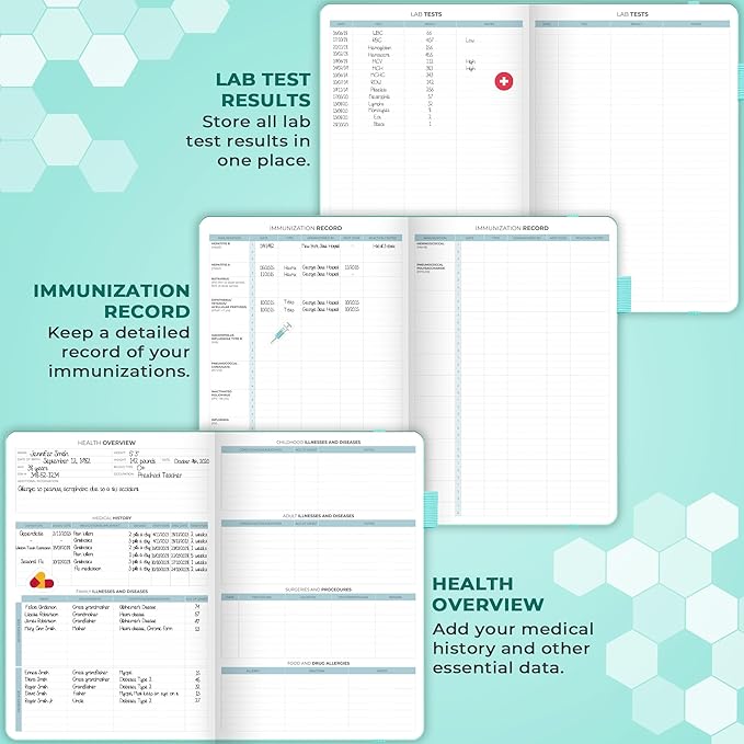 Clever Fox Medical Planner Daily – Health Diary Notebook, Wellness Journal & Self-Care Logbook, Lasts 3 Months, 7x10.5″ (Light Turquoise)