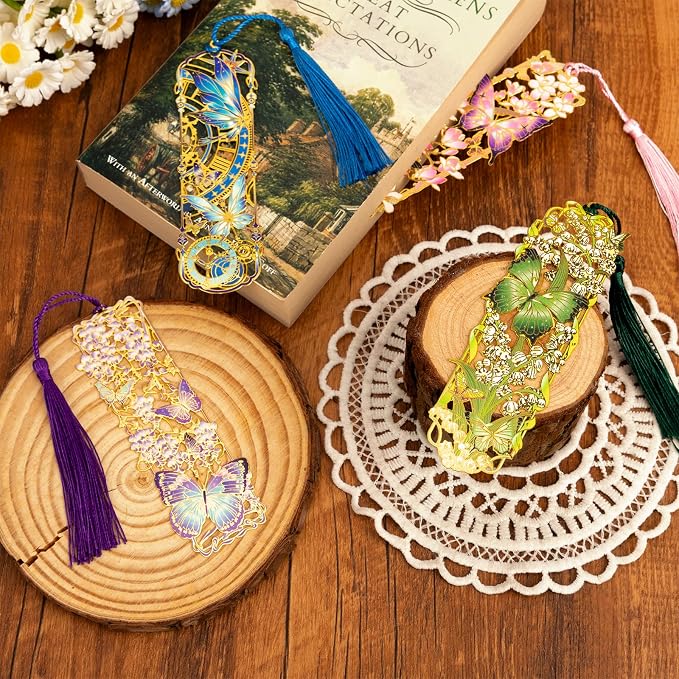 4 Pieces Metal Butterfly Series Bookmark, Perfect for Women Readers (BKM-064-F4)