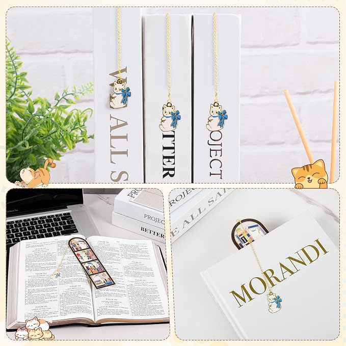 Fantasy Metal Bookmarks with Vintage Gift Box, Personalized Fancy Cat Bookmark, Cat Themed Gift Book Mark Charm, Cat Bookmarks for Women, Reading, Mom, Dad, Thank You End of Year Teacher Gifts