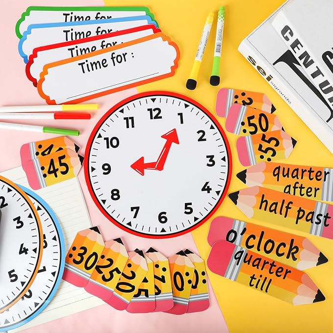 Color Telling Time Bulletin Board Decorations Classroom Decoration Analog Clock Practice Clock Cutouts Telling Time Teaching Clock for Kids Students Elementary Teacher Supplies