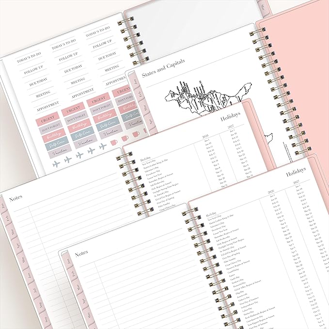 Blue Sky Rachel Parcell 2026 Weekly and Monthly Planner Calendar, January 2026 - December 2026, 5" x 8", Clear Pocket Cover, Durable Twin Wire Binding, Laminated Tabs, Pocket, Stickers, Cherie