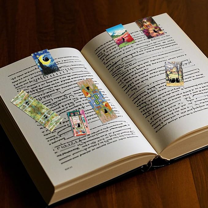Black Cat Magnetic Bookmarks, 30 Pcs Cute Cats Book Mark Magnet Clips for Reading Women Kids, Oil Painting Art Page Markers for Books Journals Planner School Office Supplies Cat Lover Gifts