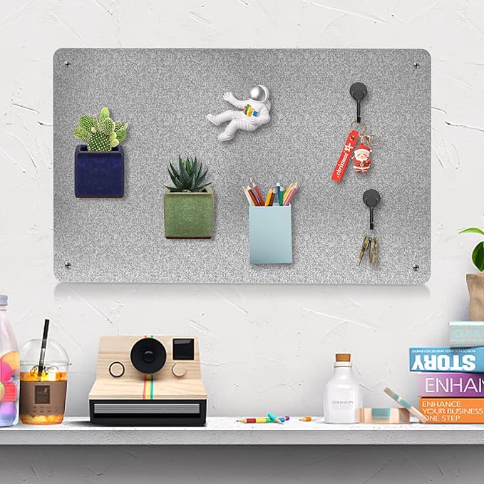 17.7" x 11.8" 2 Pack Metal Magnetic Board - Magnet Bulletin Board to Display Magnetic Letters Numbers Animal, Poetry, Spice Jars, Notes, Photos, Suitable for Wall, Refrigerator, Cubicle, Cabinet