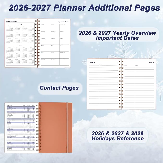 Daily Planner 2026-2027, 2026 Planner Weekly and Monthly, Jul 2026-Dec 2027, 18 Month Calendar Planner Book with Tabs Sticker, A5 Size, Pink
