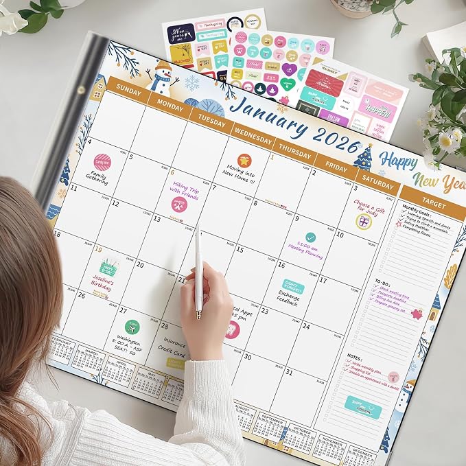 Ospelelf Desk Calendar 2026-2027 Large 22'' x 17'' Calendar 2026 Monthly Deskpad Calendar, 18 Month Calendar, Use Jan 2026 - June 2027, Seasons