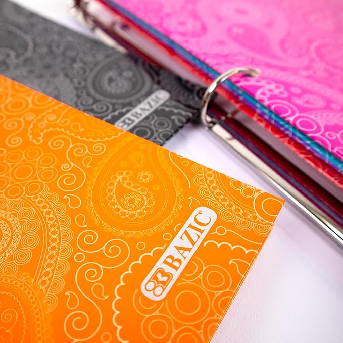 BAZIC Products 2 Pocket Paper Folder, Letter Size Document Organizer for School, Office, Business Use, Paisley Design Portfolio Folder for Homework, Reports & Forms, Assorted Colors, 48-Pack