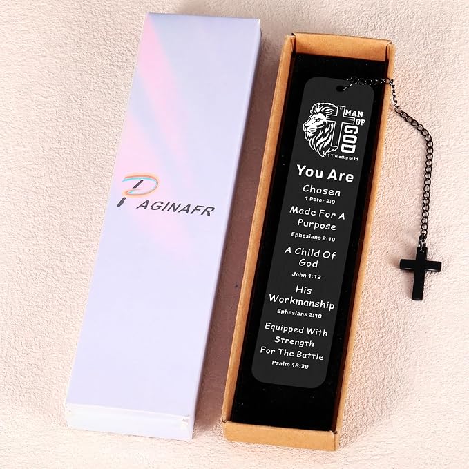 Bible Bookmark for Men Boy Catholic, Christian Graduation Gifts, Fathers Day Gifts for Son Husband, Religious Jesus Bookmark, Bible Verse Birthday Gifts, Man of God Communion Baptism Confirmation Gift