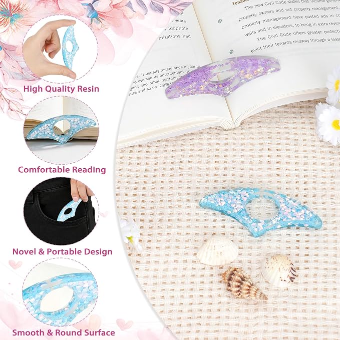 2 Pcs Thumb Book Page Holder Star Resin Book Page Holder Bookmark Reading Accessories for Book Lovers Transparent Book Opener Holder Bookmarks Gifts for Books Lovers Readers Students Teachers Bookworm