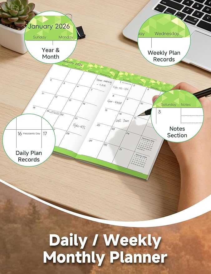 Pocket Calendar 2026-2028 Animal Series, Monthly Planner Jan 2026 to Jul 2028 (3.7" x 6.7") Perfect Purse Calendar, Pocket Agenda with Protective Plastic Sleeve- Highland Cow