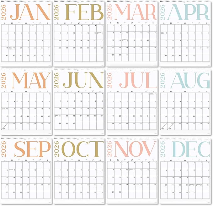 S&O Modern Vertical Wall Calendar from January 2026-June 2027 - Tear-Off Monthly Calendar - 18 Month Academic Wall Planner - Hanging Organizer to Track Anniversaries & Appointments - 13.5"x10.5”in