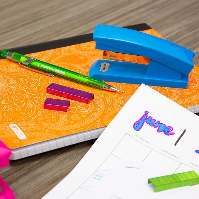 BAZIC Products Desktop Stapler Standard (26/6), 20 Sheets Bright Color Desktop Staplers for Home Office School, 144-Packs